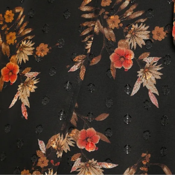 NEW Lulus Black Floral Wrap Dress S Autumnal Coquette Feminine Flirty Romantic - Picture 12 of 15